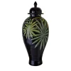 Tropical & Flowers Clyde Palm Leaves Vase with Lid