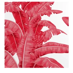 Tropical Palm Leaf Wallpaper in Red and White