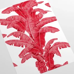 Tropical Palm Leaf Wallpaper in Red and White