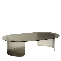 Trésor Brown Glass Oval Coffee Table by Castello Lagravinese Studio