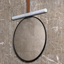 Tube Marble Mirror with Leather Strap