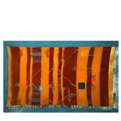 Turchese Venetian Silk Velvet Hand-Painted Tapestry