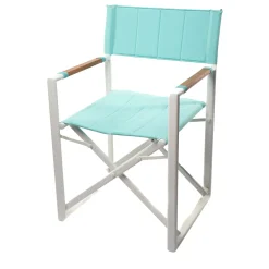 Turquoise & White Aluminum Director's Chair