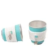 Turquoise & White Set of 6 Aluminum Paper Cup Holders