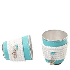 Turquoise & White Set of 6 Aluminum Paper Cup Holders