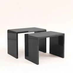 Twin Black Lacquered Nesting Tables