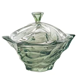 Twister 03 Green Glass Round Box with Lid