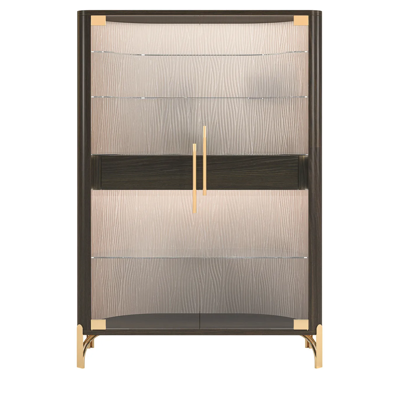 Two-Door Brown Bar Cabinet with LED Light