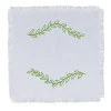 Ulivo Pugliese Set of 6 Fringed Embroidered White Napkins