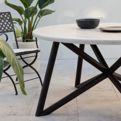 Uni 150 beige travertine stone outdoor dining table