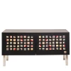 Unique Colorful Wood Steel 2 Door Sideboard Shelves