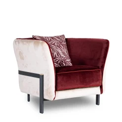 Universal red and white velvet armchair