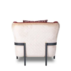 Universal red and white velvet armchair