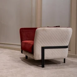 Universal red and white velvet armchair