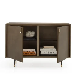 Universe 2-Door Bronze Bar Cabinet with Brass Details