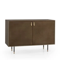 Universe 2-Door Bronze Bar Cabinet with Brass Details
