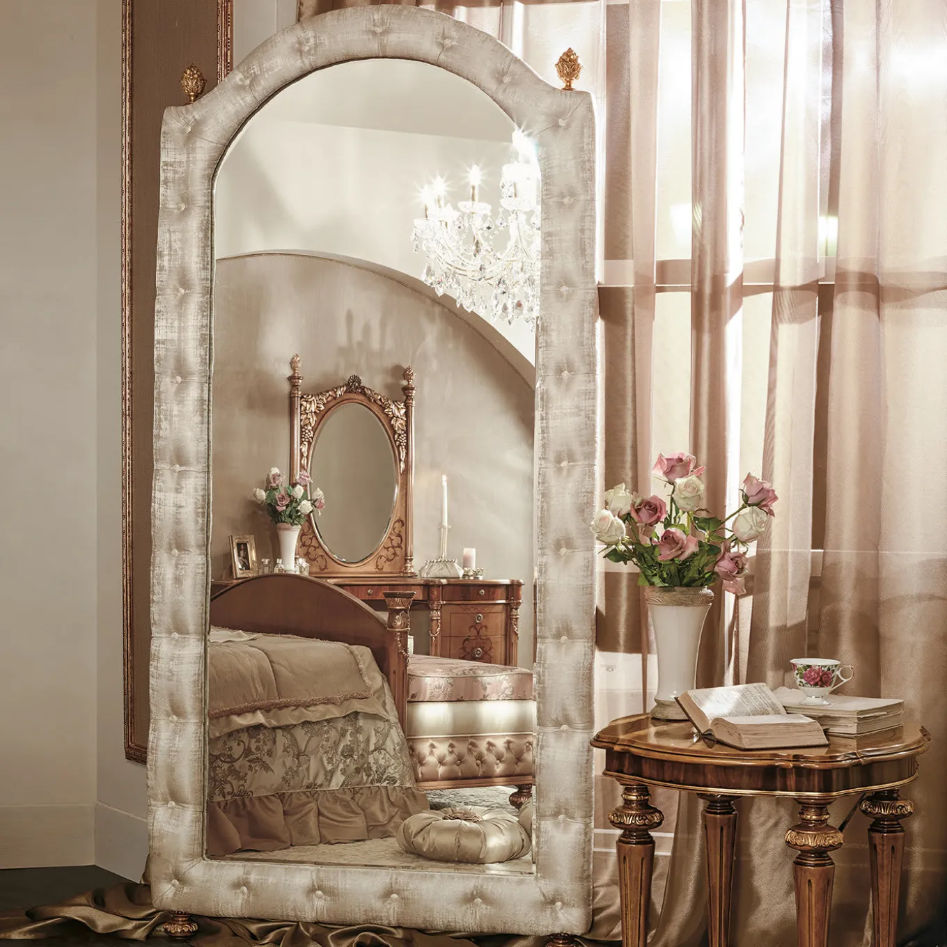 Upholstered Floor Mirror