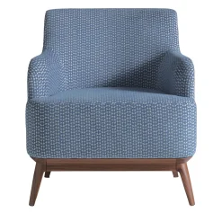 Upholstered Light Blue Armchair With Canaletto Walnut Feet
