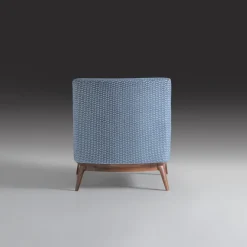 Upholstered Light Blue Armchair With Canaletto Walnut Feet