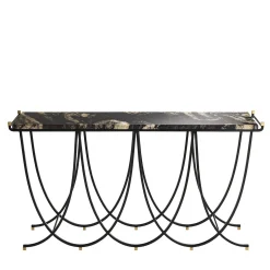 Urban Black Iron Structure and Marble Top Console
