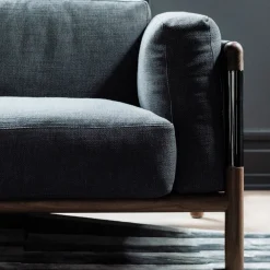 Urban Gray Walnut Sofa with Metal Details