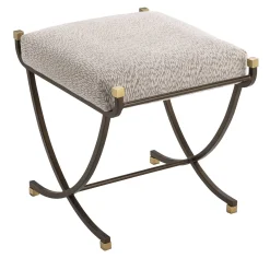 Urban Iron Stool with Upholstered Cushion