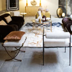 Urban Iron Stool with Upholstered Cushion