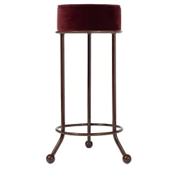 Velasca Iron & Red Velvet Bar Stool