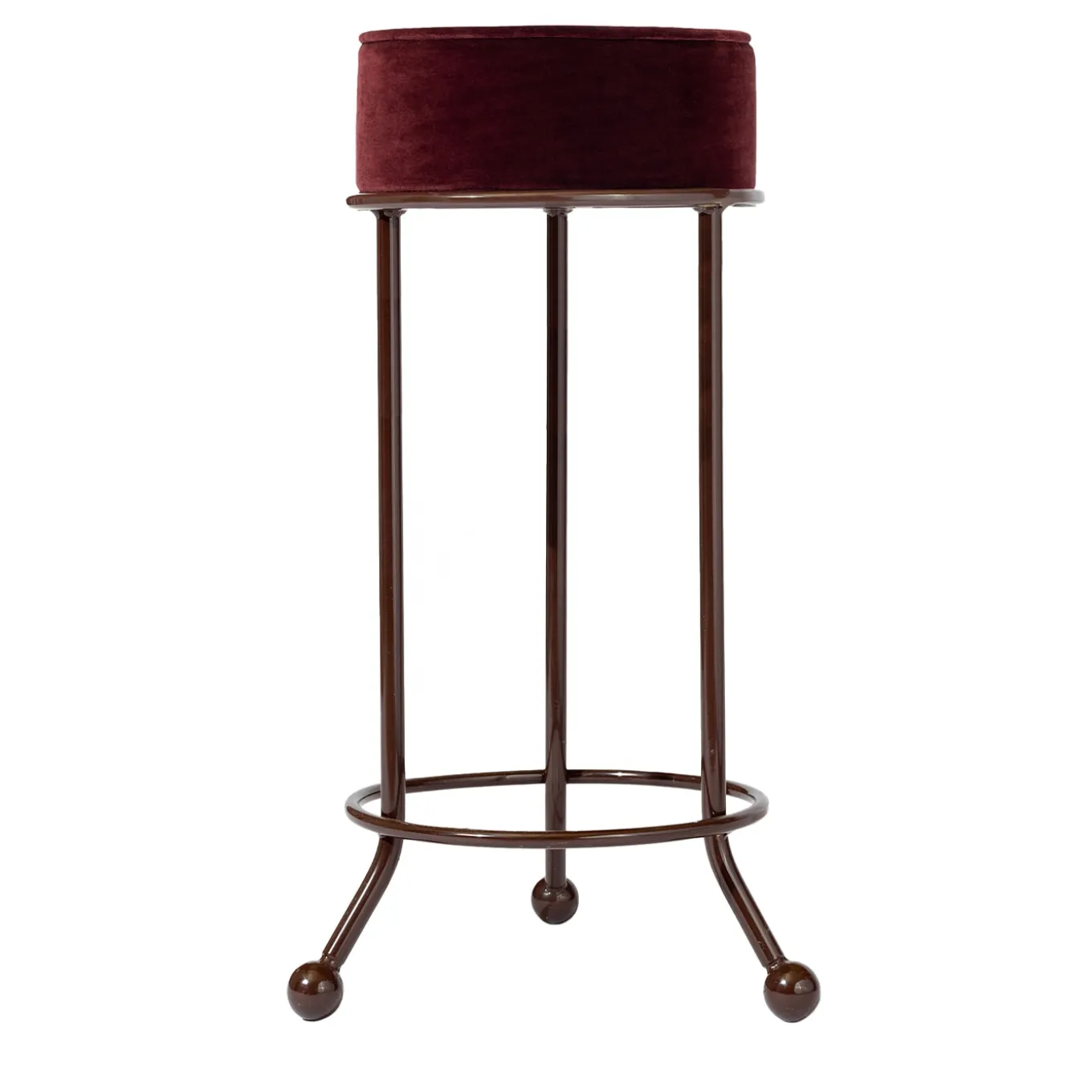 Velasca Iron & Red Velvet Bar Stool