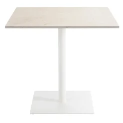 Velia square beige travertine stone outdoor bistro table