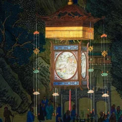 Velvet plaid with Chinese Lanterns