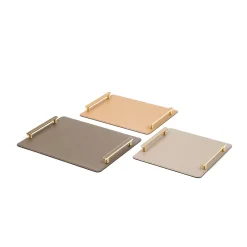 Venaria Square Gold/Beige Leather Tray