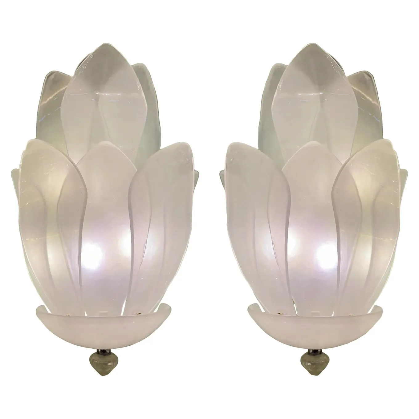 Venetian Sanded Glass Floreal Wall Sconces