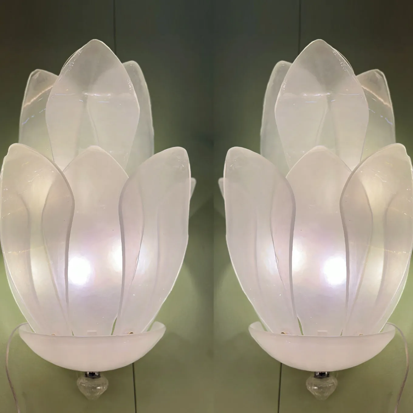 Venetian Sanded Glass Floreal Wall Sconces