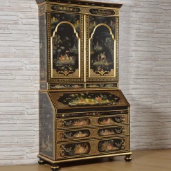 Venezia '700 Chinoiserie Venetian-Style Black Secretaire