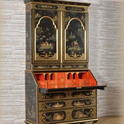 Venezia '700 Chinoiserie Venetian-Style Black Secretaire