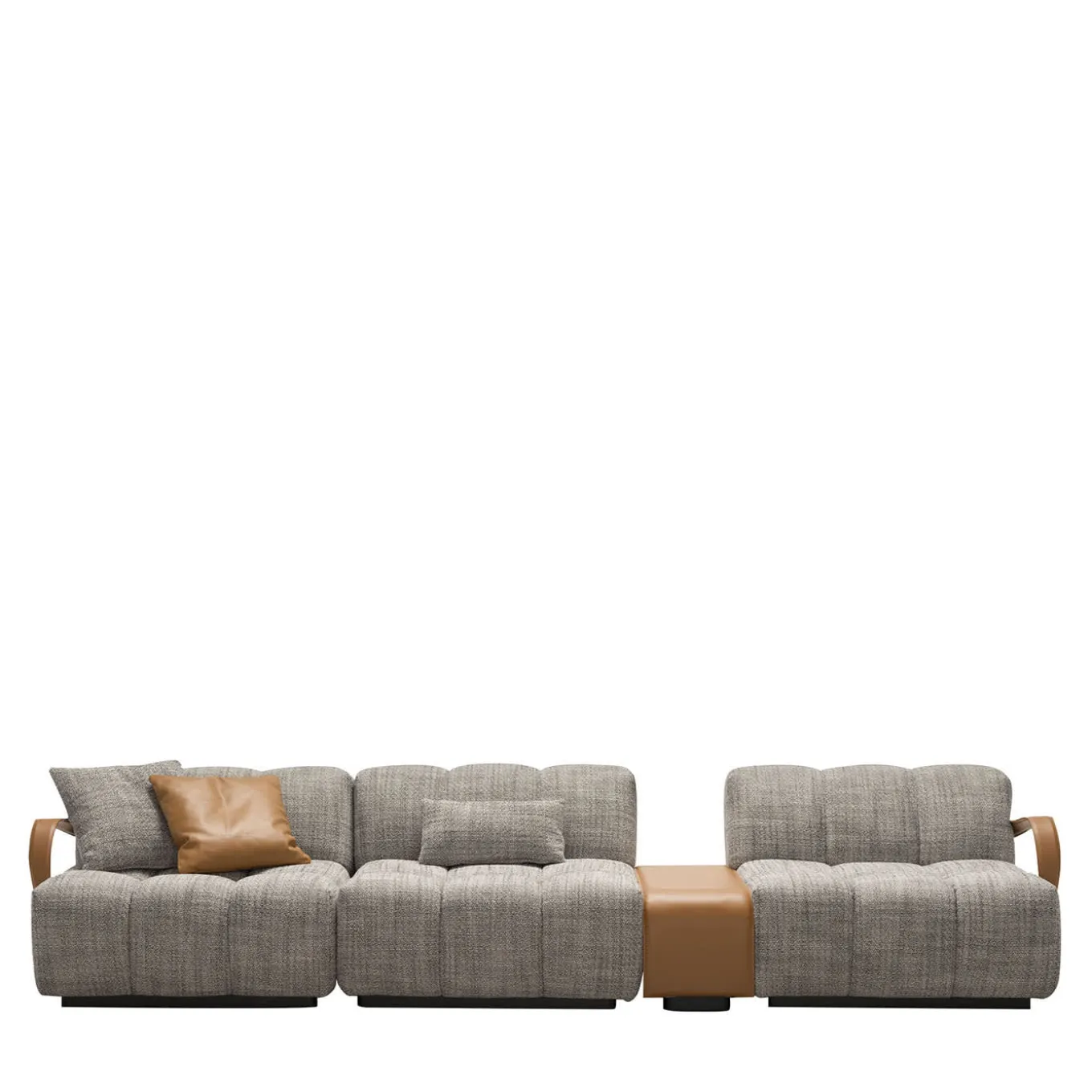 Venice Gray Fabric With Brown Leather Details Sofa #2
