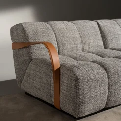 Venice Gray Fabric With Brown Leather Details Sofa #2