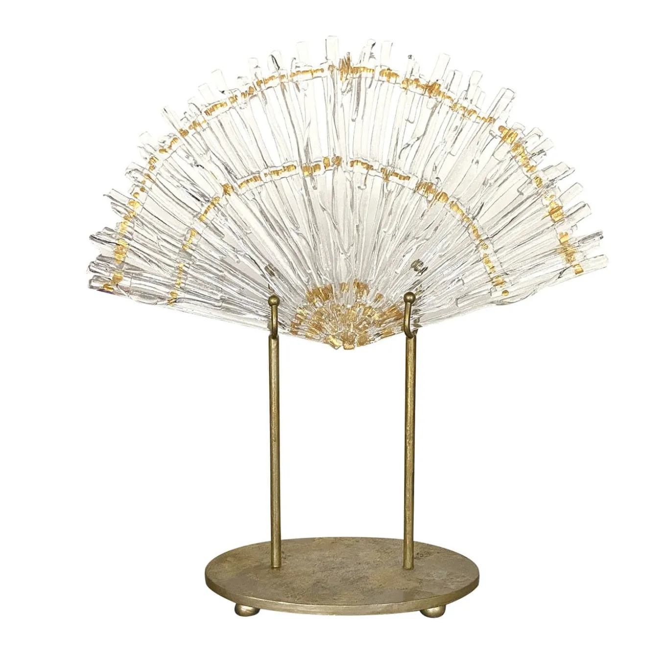 Ventaglio di Luce gold and transparent glass fan shape sculpture