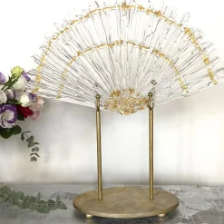 Ventaglio di Luce gold and transparent glass fan shape sculpture