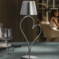 Venus Glossy Silver Brass Rechargeable Table Lamp