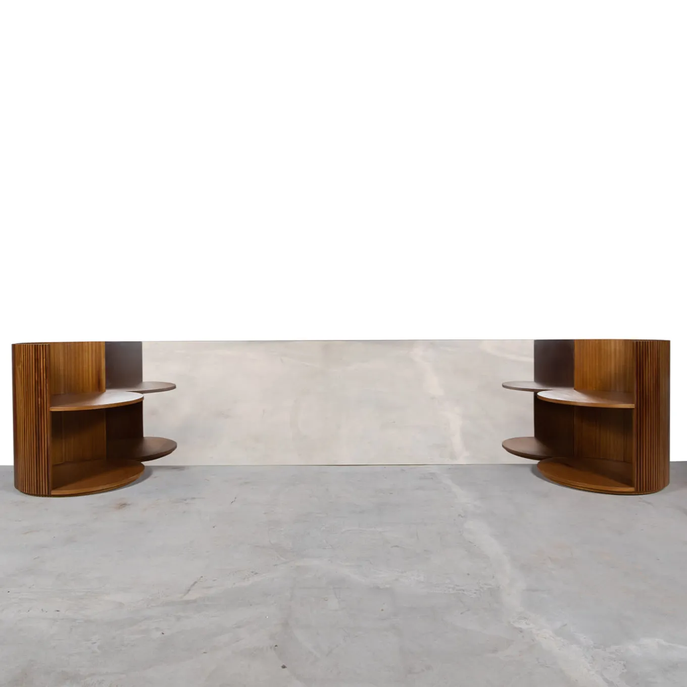 Verale Wood and Steel Headboard with Integrated Night Tables