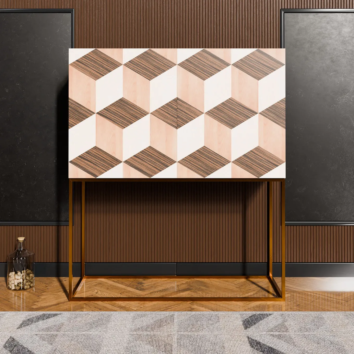Veronese Cabinet With Geometric Inlays