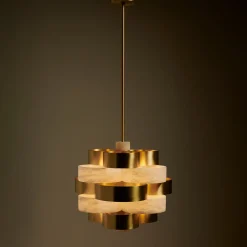 Vertigo Satin Brass & Alabaster Chandelier