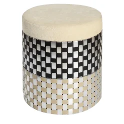 Vesta Black and Gold Pouf