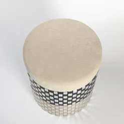 Vesta Black and Gold Pouf