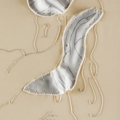 Vestale Beige Embroidered Textile and Ceramic Table Lamp by CContinua+Mamt