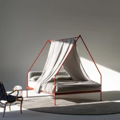 Vetta Orange Iron Canopy Double Bed by Luca Madonini