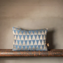 Viburno Rectangular Patterned Blue & Beige Cushion