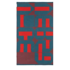 Viceversa Red And Blue Merino Wool Blanket